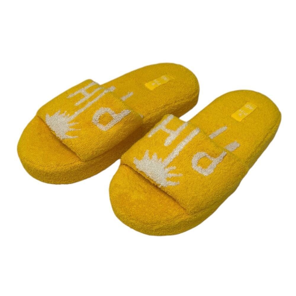 PH Palm Heights Collection Terry Cloth Beach Slides Yellow Sandals Slippers 40
